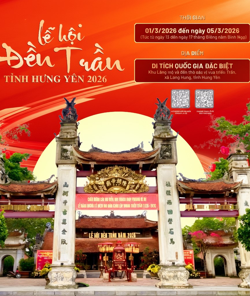 Lễ hội đền Trần (xã Long Hưng) được tổ chức từ ngày 1 – 5/3/2026 (tức 13 - 17 tháng Giêng)